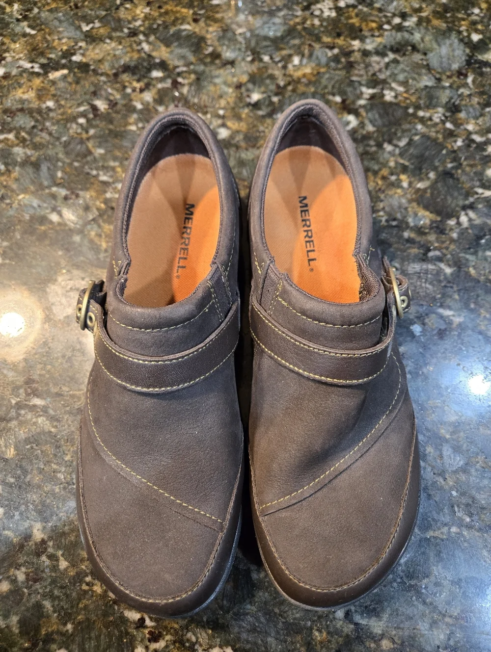 Merrell Women's Dassie Buckle Shoes in Brown Leather Size 8 - Picture 1 of 9